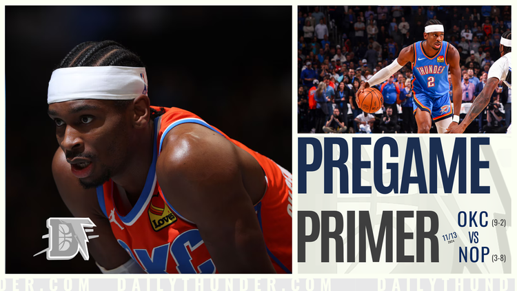 Pregame Primer: Thunder (9-2), Pelicans (3-8) in juiceless National TV matchup