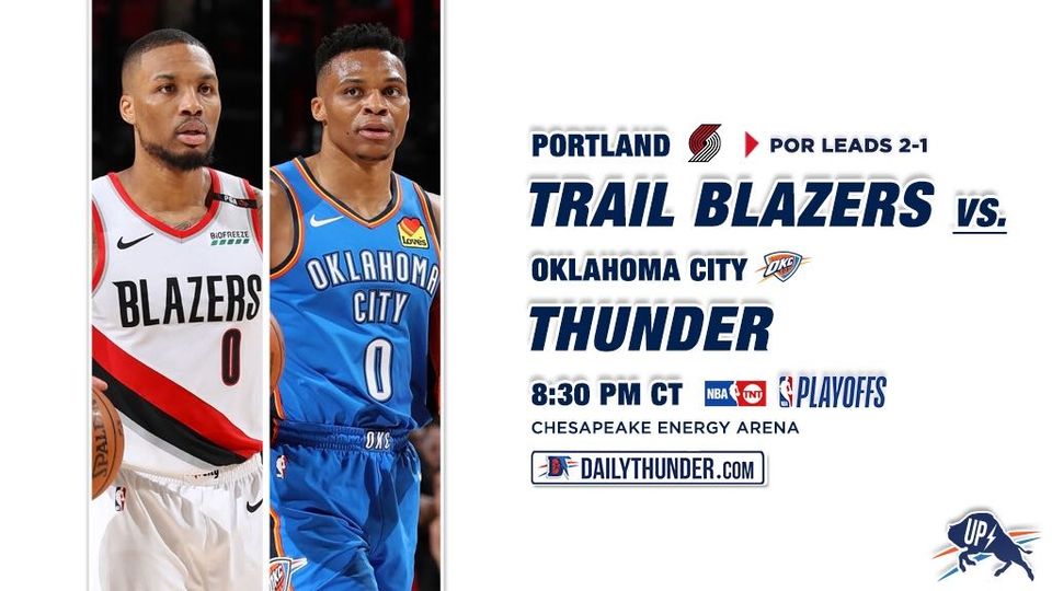 Game 4 Preview: Thunder (1-2) vs Blazers (2-1)