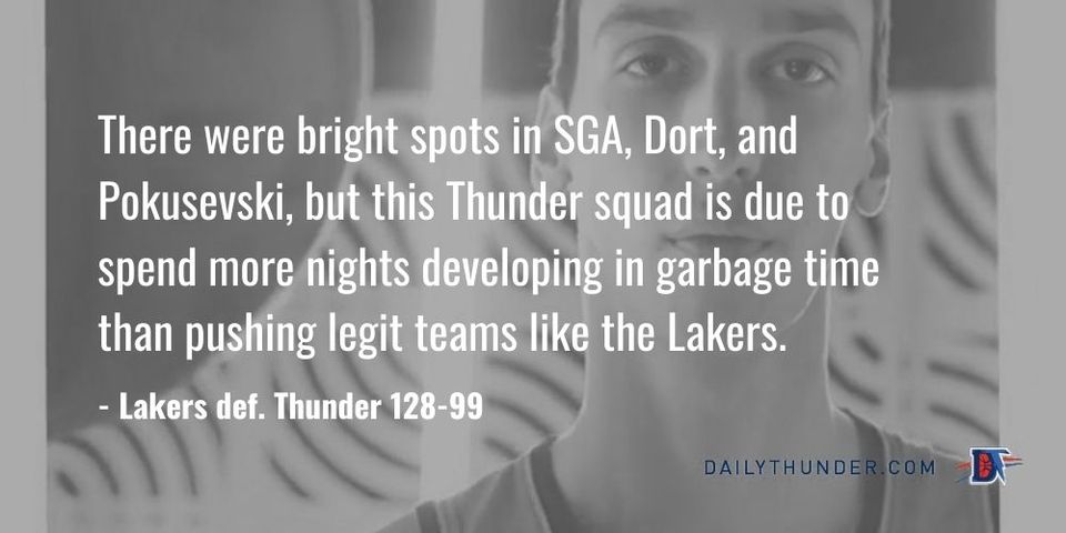 Game 11 Rapid Recap: Lakers (10-3) def. Thunder (5-6) 128-99