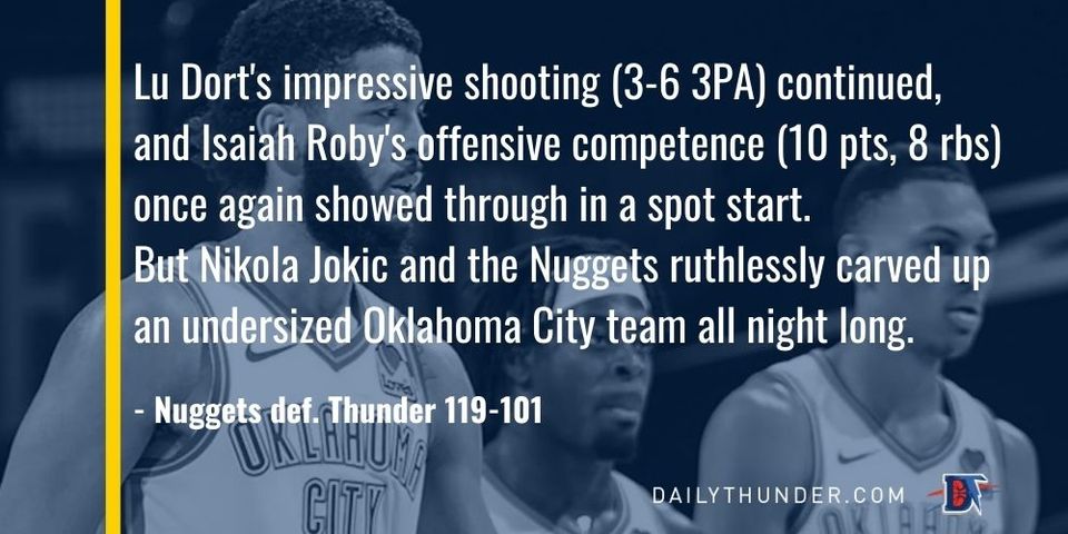 Game 13 Rapid Recap: Nuggets (7-7) def. Thunder (6-7) 119-101